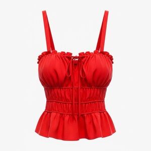 LE PAPILLON Milkmaid Ruffled Parisian Chic Peplum Corset-style Top | Size S